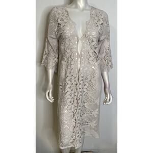 Soft Surroundings Jacket Womens S M Ivory Lace Long Topper Duster